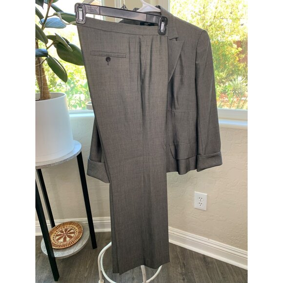 PHILIPPE ADEC Silver Gray Career Suit 2 Pc Coat Flare Pants Size 6 EUC 7191 - Picture 6 of 12